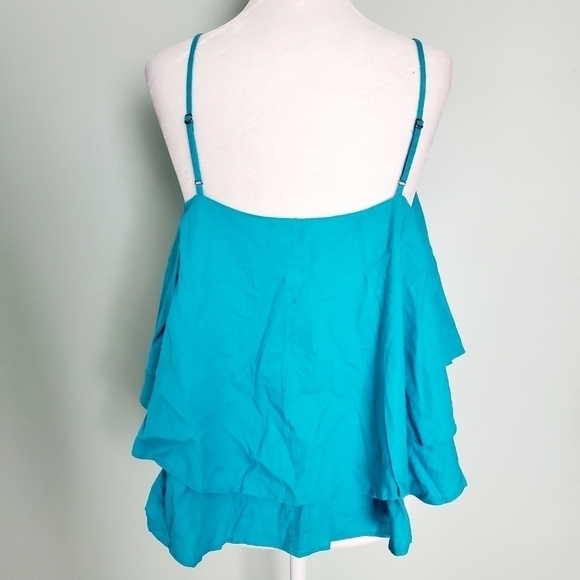 NEW BP Blue Linen Ruffled Top - Picture 2 of 4